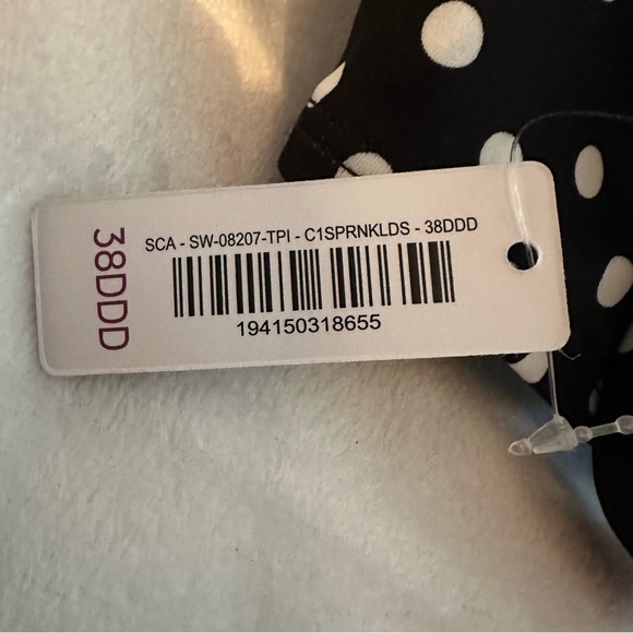 Adore Me Vivien Contour Plus Bikini Top NWT Black White Polka Dot 38DDD - Picture 6 of 8